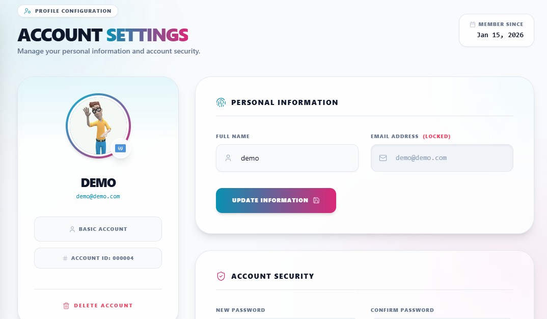 User Profile Settings