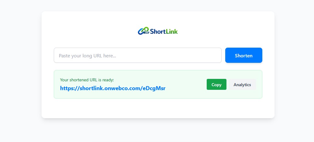 ShortLink Main Homepage Interface