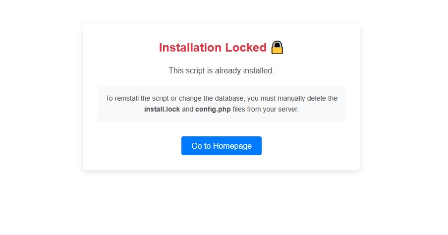 ShortLink Installation Locked Security Screen