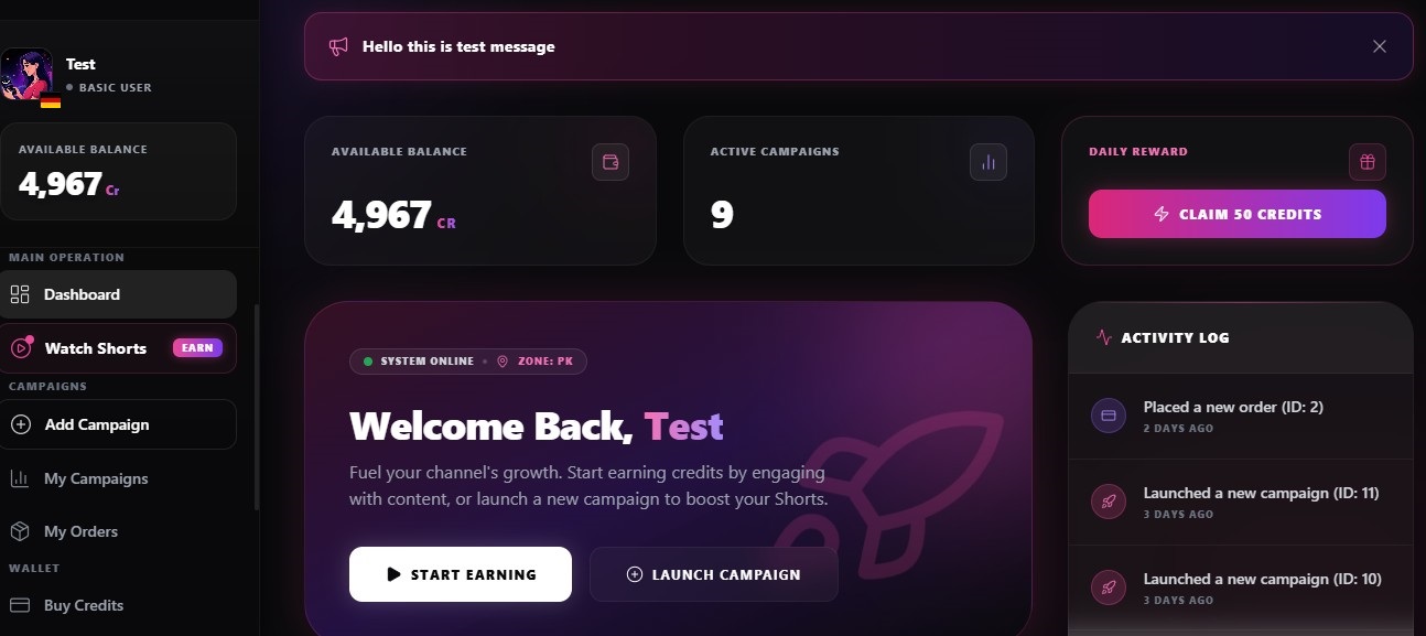 User Dashboard