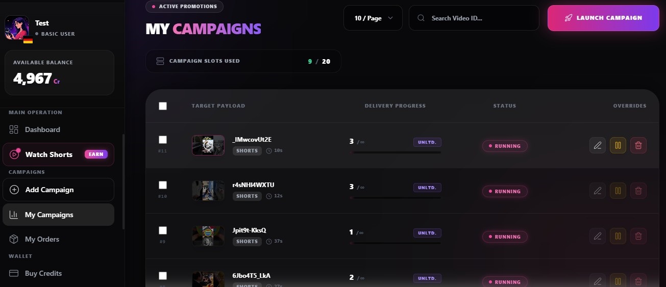 Manage Campaigns